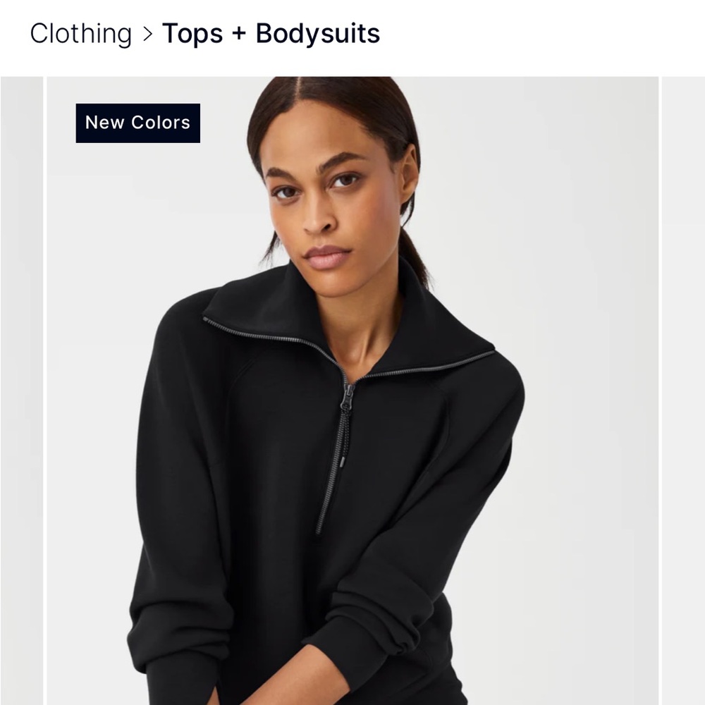 SPANX Black Sweatshirt Cozy 1/2 Zip